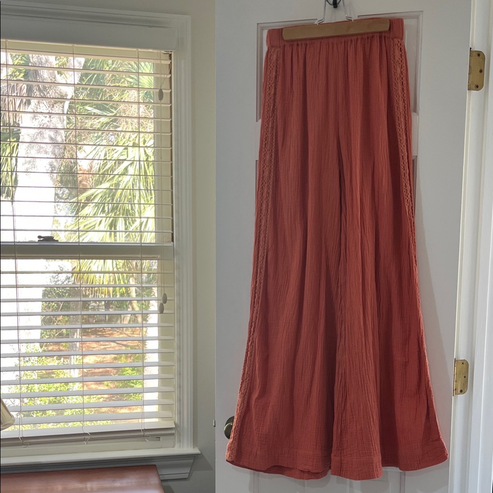 Roxy Wide Leg Pants in Rust